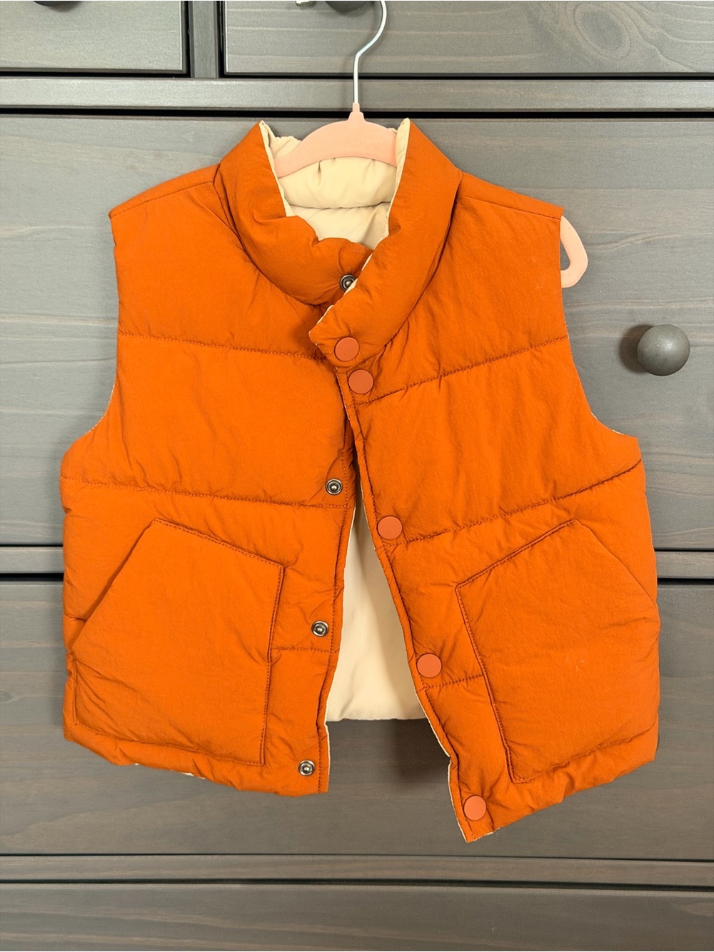 Zara Orange Quilted Reversible Puffer Vest 12-18